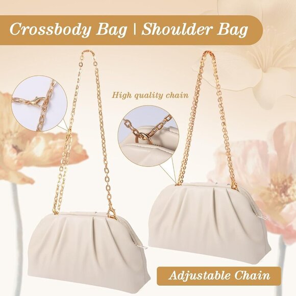 Chic Vegan Leather Pleated Clutch Purse - Elegant Evening Bag for Weddings - Picture 4 of 7